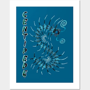 Blue Centipede with Spray Paint Posters and Art